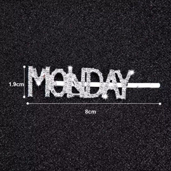 BLING Rhinestone Silver Hair Pin-Days of the Week - Picture 2 of 8